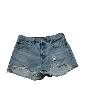 Levi's Light Blue Distressed Denim Cutoff Shorts